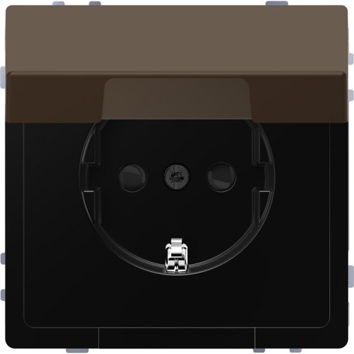 Розетка с заземлением без рамки Schneider Electric Merten D-Life 1-м. крышка шторки мокко картинка